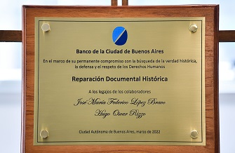 24M: DÍA NACIONAL DE LA MEMORIA POR LA VERDAD Y LA JUSTICIA￼REPARACIÓN DE LEGAJOS DE COLABORADORES DEL BANCO CIUDAD DESAPARECIDOS