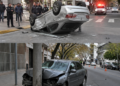 Accidente de tránsito en Buenos Aires: auto volcó en Flores y otro colisionó con una columna